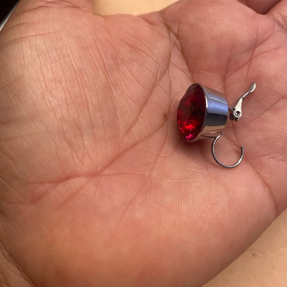 GSJ Steel earrings Color red silver - Picture 2 of 5